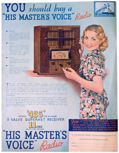 彼のマスターズボイスラジオの広告、1936 作： Unbekannt