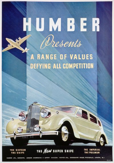 ハンバーモーターカーの広告、1938 作： Unbekannt