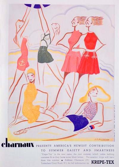 クレープテックスの水着の広告、1935 作： Unbekannt