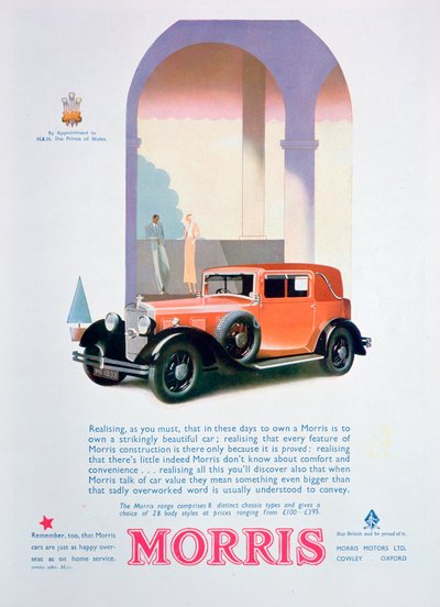 1932年のモリスモーターカーの広告 作： Unbekannt