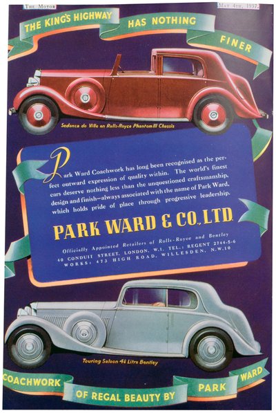 1937年のパークウォードアンドコーの車の車体広告 作： Unbekannt