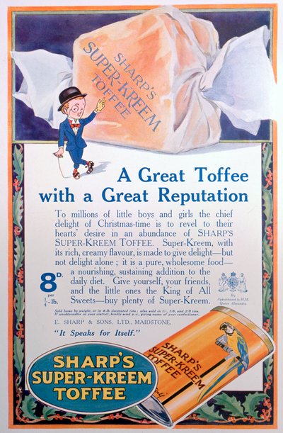 シャープススーパークリームタフィーの広告、1922年 作： Unbekannt