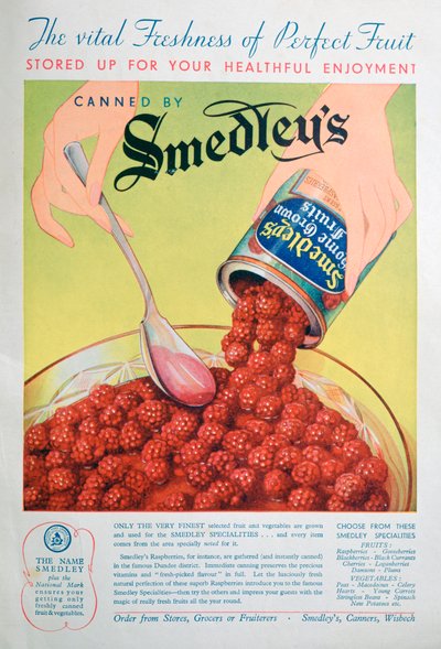 スメドレー缶詰フルーツの広告、1936 作： Unbekannt