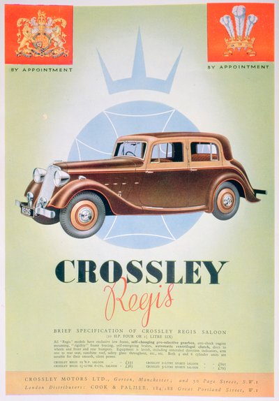 クロスリーレジス車の広告、1935 作： Unbekannt