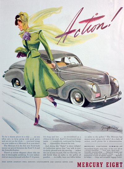 マーキュリーエイトモーターカーの広告、1939年 作： Unbekannt