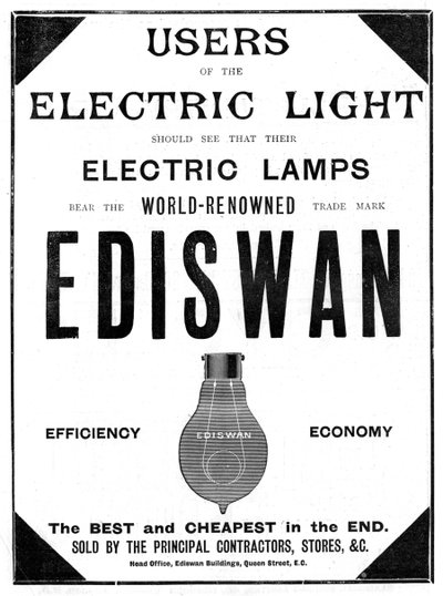 エディスワン白熱電球の広告、1898 作： Unbekannt