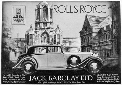 Jack Barclay Ltd、Rolls-RoyceおよびBentleyディーラーの広告、1935 作： Unbekannt