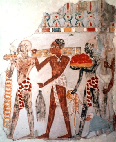 金やその他のアイテムを所持しているアフリカ人、紀元前1400年 作： Unbekannt
