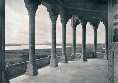 アグラ。タージを示すジャスミンタワーのバルコニー、c1910。 作： Unbekannt