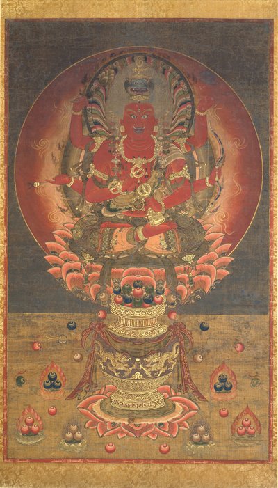 愛染明王、14世紀。 作： Unbekannt