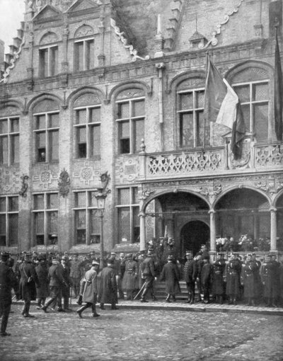 1914年11月1日、ベルギーのアルン1世とフランスのポアンカレ大統領がベルギーのフールネで会合します。 作： Unbekannt