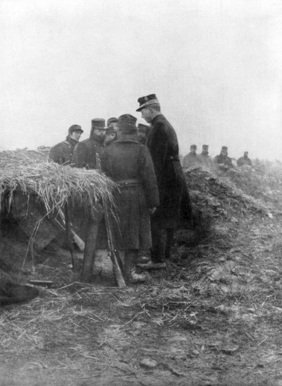 1915年、ベルギーの3番目の王アルベール1世がベルギーのアヴェカペルの塹壕を訪れた 作： Unbekannt