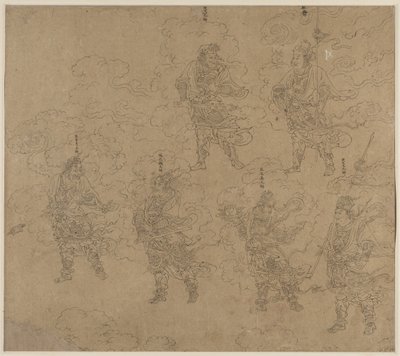 道教と仏教のテーマのアルバム: 道教の神々の行列: リーフ 14, 1200s. 作： Unbekannt