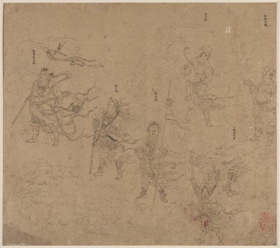 道教と仏教のテーマのアルバム: 道教の神々の行列: リーフ 15, 1200s. 作： Unbekannt