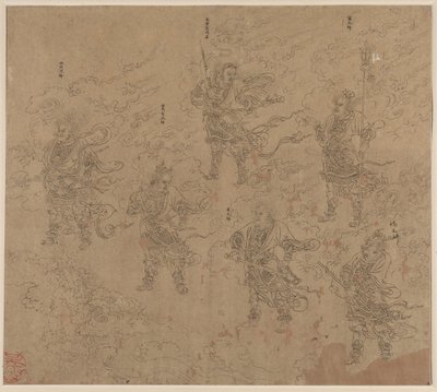 道教と仏教のテーマのアルバム: 道教の神々の行列: リーフ 16, 1200s. 作： Unbekannt