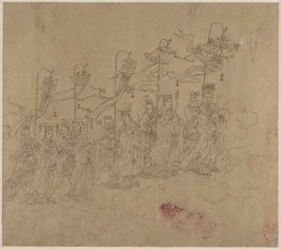 道教と仏教のテーマのアルバム: 道教の神々の行列: 葉 5 , 1200s. 作： Unbekannt