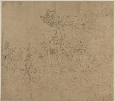 道教と仏教のテーマのアルバム: 道教の神々の行列: 葉 6, 1200s. 作： Unbekannt