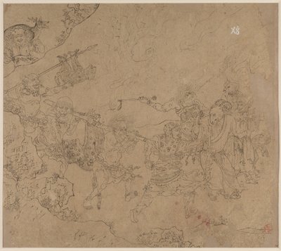 道教と仏教のテーマのアルバム: 山を検索: リーフ 45、1200 年代。 作： Unbekannt