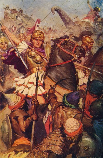 ポーラスとの戦いでのアレクサンダー、紀元前326年c1912 作： Unbekannt