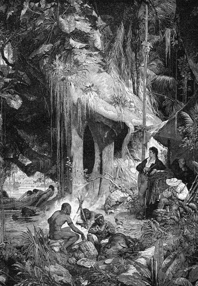 オリノコ川沿いのアレクサンダーフォンフンボルトとエイメボンプランド、1800〜1804、1900 作： Unbekannt