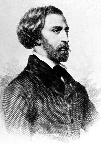 アルフレッド・ド・ミュッセ（1810-1857）フランスの詩人・作家、エングレーヴィング、1854年頃 作： Unbekannt