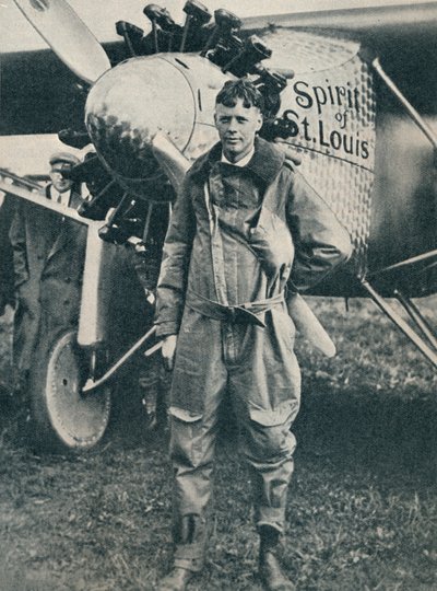 アメリカの飛行士チャールズリンドバーグと彼の飛行機、セントルイスの精神、c1927 c1937 作： Unbekannt