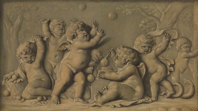 ペアで遊ぶアモリーニ、1770～90年。 作： Unbekannt