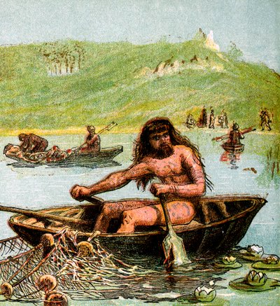 ボートに乗った古代英国人、c1850 作： Unbekannt