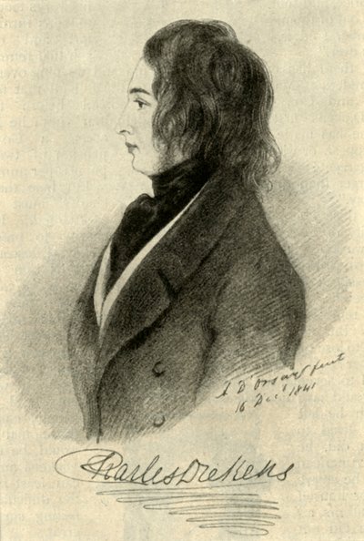 初期ディケンズの肖像、1841年、1910年。 作： Unbekannt