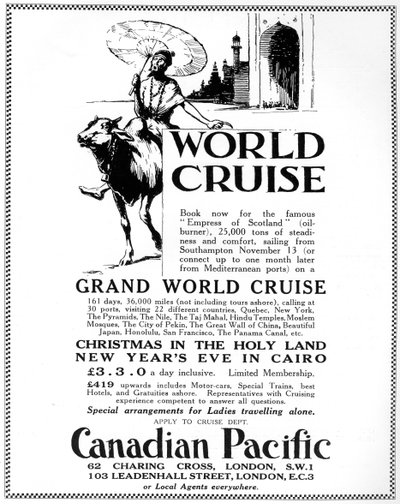 1926年のカナダ太平洋世界クルーズの広告 作： Unbekannt