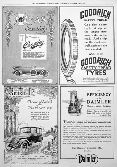 1916年のクリスマス、イラスト入りロンドンニュースの広告ページ 作： Unbekannt