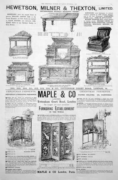 1891年のクリスマスのレディースピクトリアル誌の広告ページ 作： Unbekannt