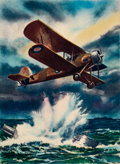 1940年に北海でUボートを沈めたフェアリーソードフィッシュのアーティストの印象 作： Unbekannt