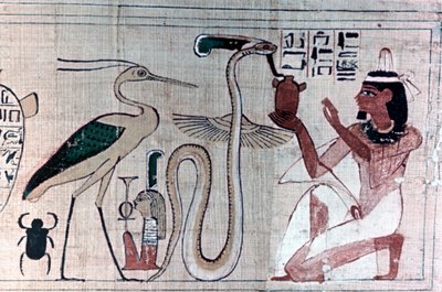 ヘビの前にひざまずいて古代エジプトの死のパピルス 作： Unbekannt