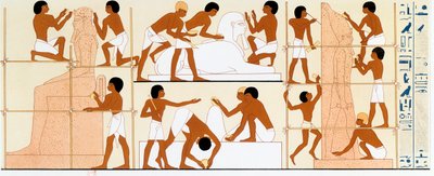 彫像に取り組んでいる古代エジプトの彫刻家、c1842-1845 作： Unbekannt