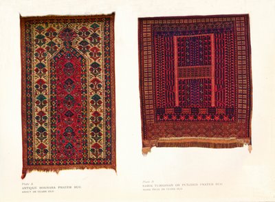 アンティークのボカラの祈りの敷物とサリクTurkomanまたはPunjdehの祈りの敷物、c1920 作： Unbekannt