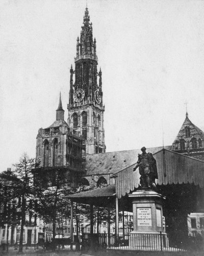 アントワープ大聖堂と芸術家の像ピーターポールルーベンス、ベルギー、1867 作： Unbekannt