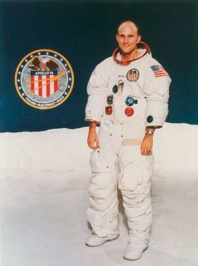 アポロ16世の宇宙飛行士トーマス・マッティングリー、宇宙服、1971年 作： Unbekannt