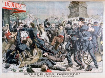 警察と戦う武装犯罪者、バスティーユ広場、パリ、1904 作： Unbekannt