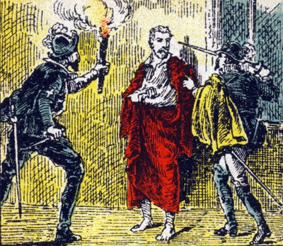 1572年8月24日、サン・バルテルミーの虐殺中にガスパール・ド・コリニーがデノーム・ベスムによって暗殺される。Histoire de France "に掲載された版画。24 rue d