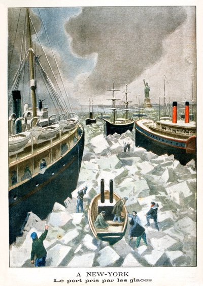 ニューヨークで、氷によって取られた港、1901 作： Unbekannt