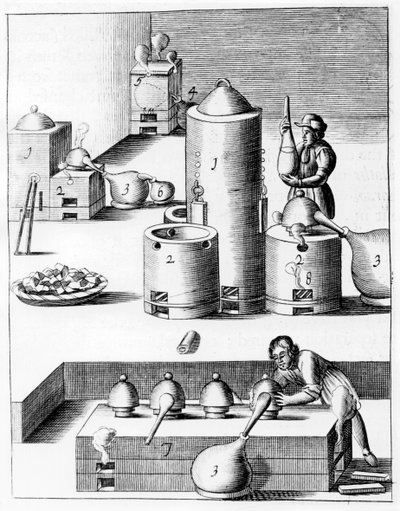 AthanorまたはSlow Harry、一定温度を維持する自己供給型炉、1683年 作： Unbekannt