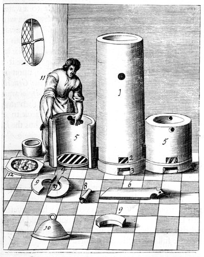 AthanorまたはSlow Harry、一定温度を維持する自己供給型炉、1683年 作： Unbekannt