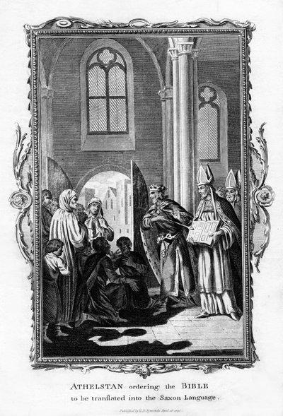聖書をサクソン語に翻訳するよう命じたアセルスタン、1796 作： Unbekannt