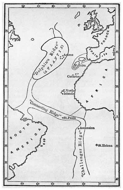 アトランティス：神秘的な大陸の場所を示す地図、c1882 1956 作： Unbekannt
