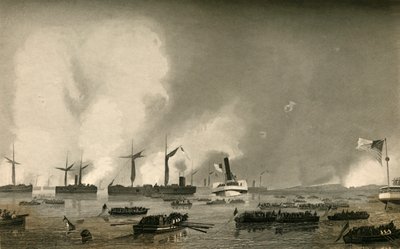 ロアノーク島への攻撃-兵士の着陸、1878年。 作： Unbekannt