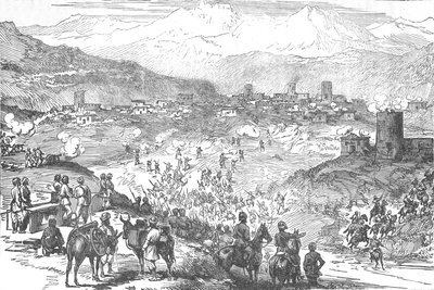 アフリーディの町への攻撃、c1880 作： Unbekannt