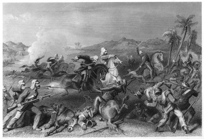 ニコルソン将軍の不規則な騎兵隊によるシールコートの反逆者への攻撃、1857、c1860 作： Unbekannt