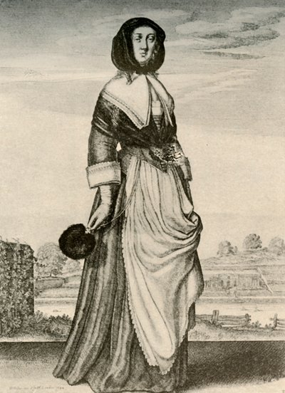 秋-フードとエプロンを着たイギリス人女性、チャールズ1世の治世、c1620-1640、1937 作： Unbekannt