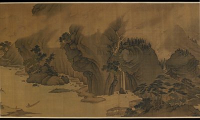 雨と雲の中の秋の川、16 世紀。 作： Unbekannt